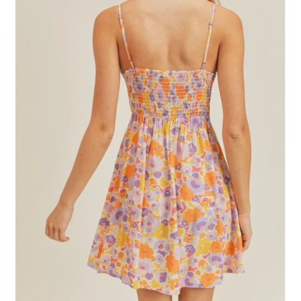❌SOLD OUT❌ SPRING BLISS FLORAL RUFFLE MINI DRESS - Picture 2 of 2